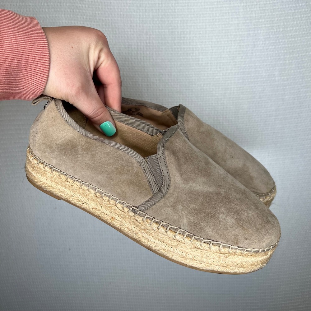 Sam Edelman Carrin Taupe Suede Platform Espadrille Slip On Loafers Mens 10